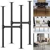 30 Inch Industrial Industrial Table Legs, Heavy Duty Iron Pipe Legs for Counter Tables, Desks & DIY Pipe Furniture - Dark Grey Black Powder Coated Metal Base (Set of 2, Rustic Vintage Design)