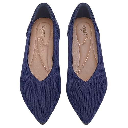Image of ATHMILE Pointed Toe Flats for Women Comfortable Knit Ballet Flats Shoes | Slip-on Lightweight Dressy Work Shoes Machine Washable Womens Flats for Work Office Business Casual Wedding