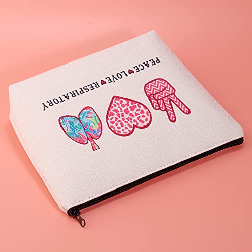 JXGZSO Respiratory Care Week Cosmetic Bag Respiratory Therapist Gift Peace Love Respiratory Makeup Zipper Bag Colorful Lungs Pouch