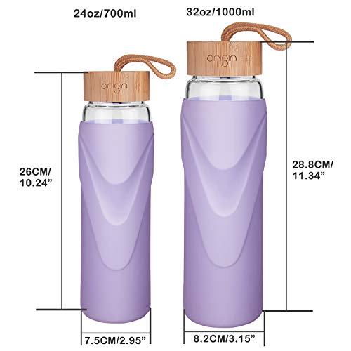 image for Origin - Best WIDEMOUTH BPA-Free Glass Water Bottle With Protective Si