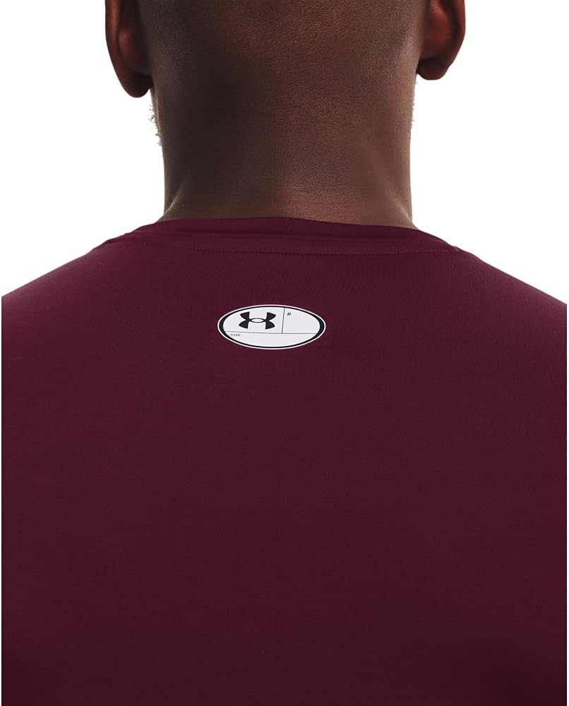 Under Armour Men's Armour HeatGear Compression Short-Sleeve T-Shirt , Maroon (609)/White, Large Tall - Image 4