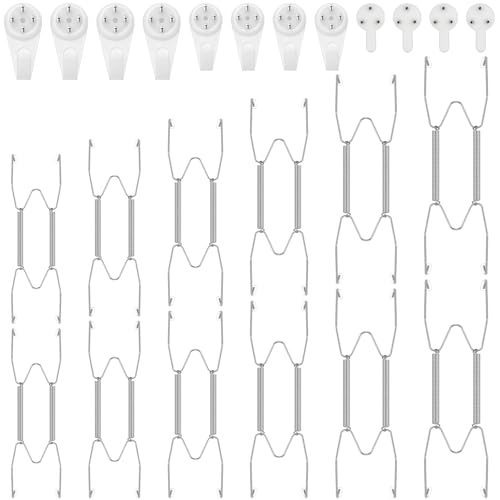 Image of Hotop 12 Pieces Plate Hangers for Wall Stainless Steel Wire Invisible Heavy Duty Plate Hangers Display Holders with 12 Pieces Hooks for Wall Decorative (4 /6 /8 /10 /12 /14 Inch,Silver)