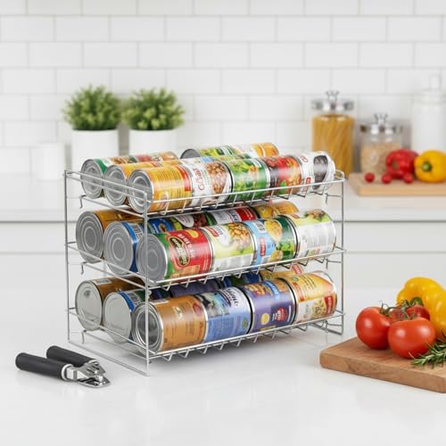 Lavish Classic Cuisine 3 Tier Dispenser-Organizer Rack Holds up to 27 Cans-for Kitchen Pantry, Countertops, and Cabinets-Storage Accessories (Chrome) by Chef Buddy - Image 2