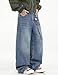 QGRSWBC Men's Baggy Jeans Loose Fit Denim Pants Mid Waist Trousers Wide Leg Skater Jeans Y2K Streetwear Blue L