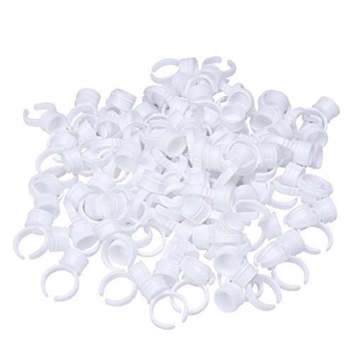 100Pcs Disposable Eyelash Extension Glue Rings Adhesive Holders Eyelashes Pallet Glue Holder for Tattoo Pigment Nail Art Eyelash Extension Permanent Makeup Tool