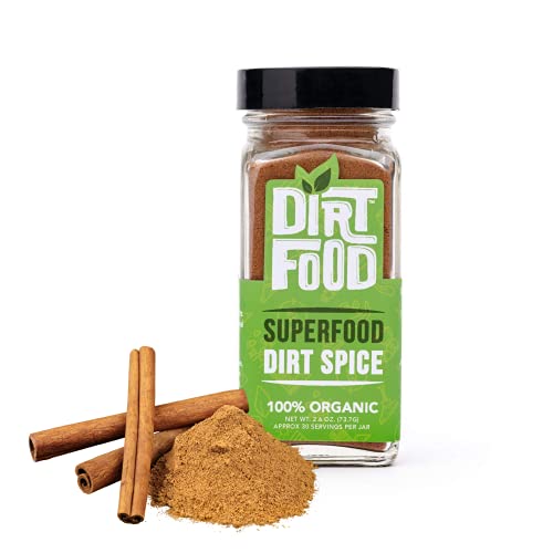 Superfood Dirt Spice | Organic Ceylon Cinnamon Pumpkin Pie Seasoning Blend for Coffee, Tea, Chai, Turmeric Lattes | pH Balancing Alkaline Supplement Powder | Vegan, Keto-Friendly, Dairy Free (2.6 oz)