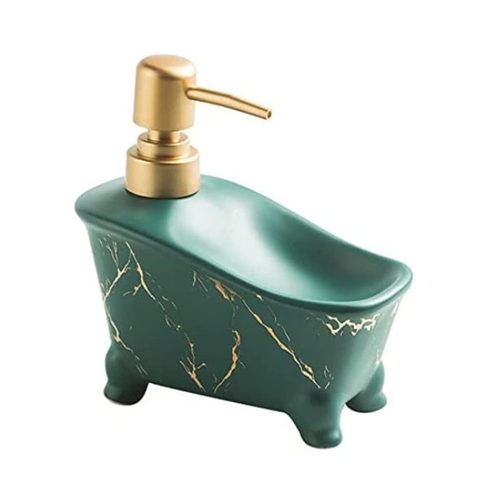 Dispenser per Sapone Liquido, Bottiglia di detersivo disinfettante Le Mani in Ceramica con(Green)
