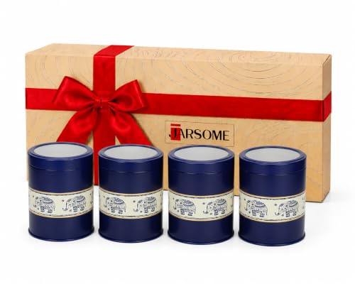Image of Mandala Collection Airtight Kitchen Container Set| 1100ML- Set of 4| Food Grade Metal Jars for Dals, Millets, Pasta & Dry Food Storage| Vacuum Lid, Rust Resistant| Blue Elephant Canisters