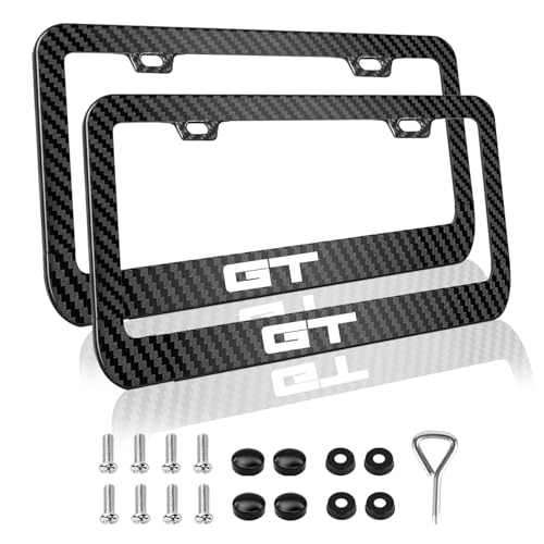 yloylolior for Mustang gt License Plate Frames Carbon Fiber US Universal Plate Holder 2pack .(XH-T-FTGT)