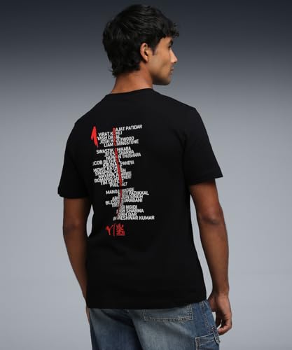 Image of Puma Men Cotton Letter Print Regular Fit Tees