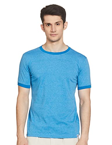 Amazon Brand – Symbol Men’s Regular T-Shirt (SYM-SS22-TSH-13_Med Blue Grin,Ringer L)