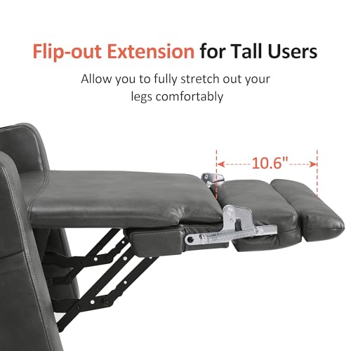 Image of MCombo Lift Chair for Tall Man 6'6'', Dual Motor Power Lift Recliner Chair for Elderly, Lay Flat for Sleeping, Heat and Massage, USB & Type C, Faux Leather 7755 (Grey)