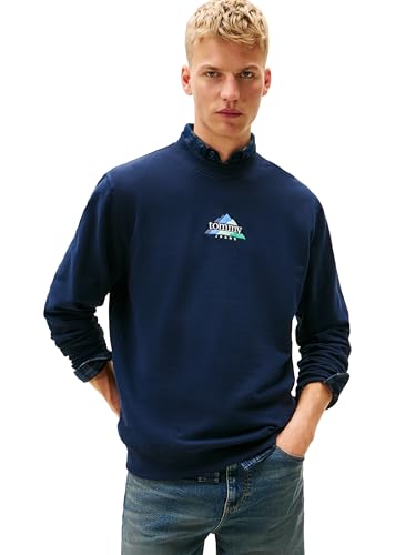 Tommy Jeans Moletom masculino regular DNA gola redonda, Dark Night Navy GG