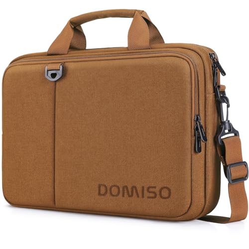 DOMISO 14 inch Laptop Bag Business Briefcase Water-resistant Notebook Messenger Shoulder Bag for 14" MacBook Pro/HP Stream 14 Chromebook 14/IdeaPad ThinkPad/ZenBook,Brown3