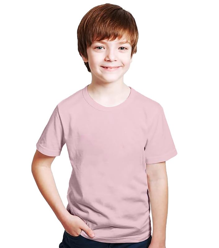 Image of XENOVAURBAN Kids Unisex Solid Round Neck Cotton T-Shirt - P