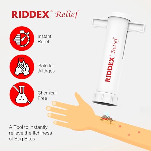 RIDDEX Relief Bug Bite Suction Tool - Natural & Chemical Free Insect Bite Itch Relief for Bug Bee and Fly Stings, Reusable, Great for Camping, Hiking and Travel, Mosquito bite Relief Treatment 2 Pack