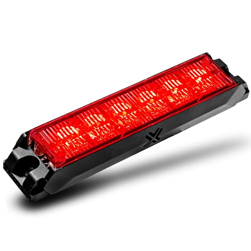 Image of NanoFlare 5 inch 6W Red LED Surface Mount Police Grill Strobe Warning Light [SAE Class 1] [Sync-able Modes] 12V Rectangle Grille Flashing Emergency Fire Light for EMS Responder Firefighter Vehicle Car