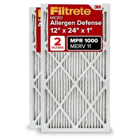 Filtrete 12x24x1 AC Furnace Air Filter, MERV 11, MPR 1000, Micro Allergen Defense, 3-Month Pleated 1-Inch Electrostatic Air Cleaning Filter, Pack of 2 (Actual Size 11.719x23.72x0.85 in) Cover