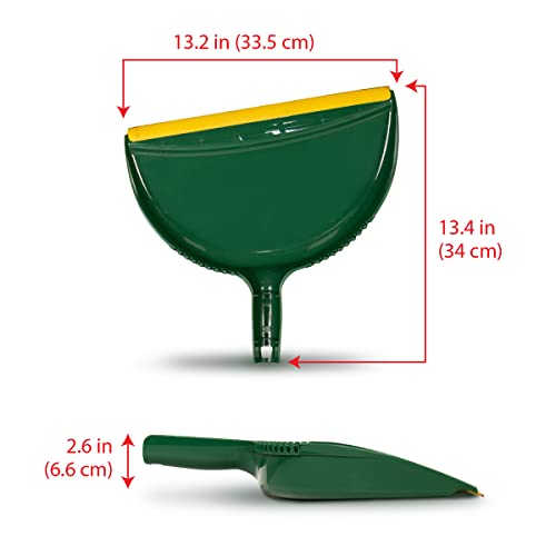Pine-Sol Jumbo Dustpan, 13.2” | Heavy Duty Dust Pan with Rubber Edge | Clip-On Design Attaches to Standard Broom Sticks, Green