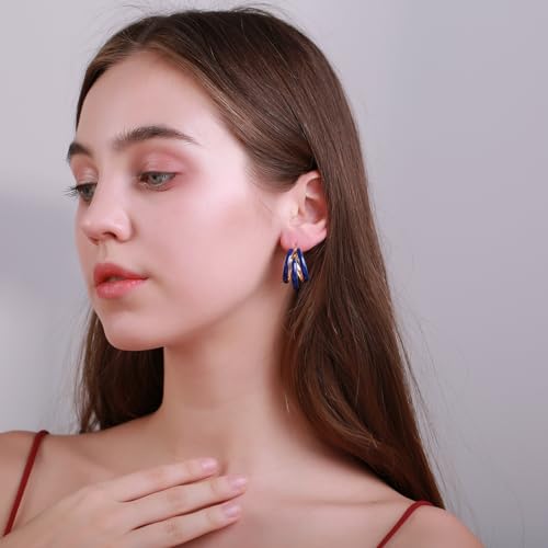 Triple Hoop Earrings, Split Hoop Huggie Earrings Trendy Chunky Earrings for Women3