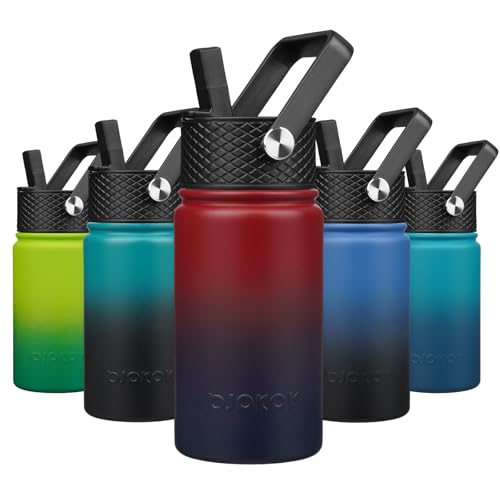 Image of BJPKPK Insulated Water Bottle, 15oz Stainless Steel with Straw Lid
