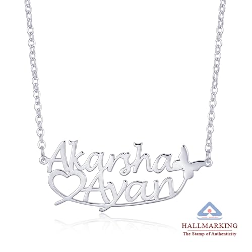 Image of TRUESILVER ACPL Personalized 925 Sterling Silver Name Necklace for Women & Girls | Customized Name Pendant Necklace | Custom Jewelry Gift for Birthday Anniversary Wedding