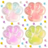 JOYIN 4 Pcs Taba Paw Squeeze Toys, Easter Party Favors & Gifts for Kids Adults, Transparent Cat Paw Fufu Squishy Toys, Soft Paws Sensory Fidgets, Cute Fidget Toys for Stress Relief