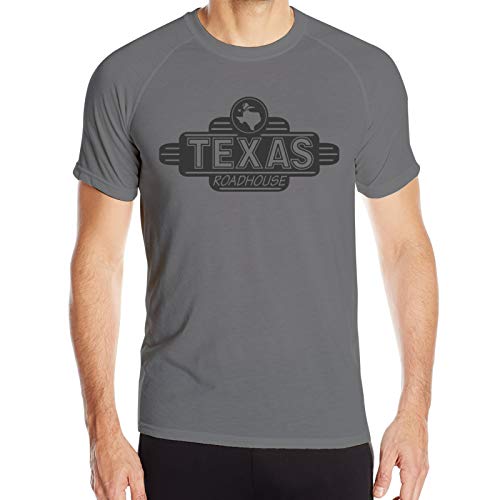 EIOUTB Texas-Roadhouse Men T-Shirt Short Sleeve T-Shirts Slim-Fit Quick-Dry Short Sleeve Deep Heather