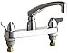 Chicago Faucets 1102-XKABCP Top Mount Kitchen Faucet with 8" Centers, Side Spray, Swing Spout and Wing Handles, Lead Free