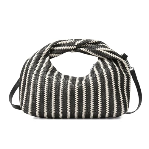 Straw Handbags for Women 2025 Rainbow Woven Crossbody Shoulder Bag Summer Straw Beach Bag Wicker Purse