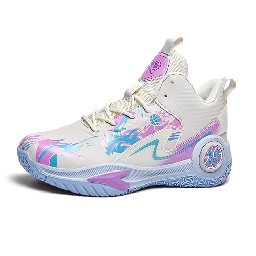 Image of Men's High-Top Basketball Shoes Anti-Slip and Wear-Resistant Soles Running Shoes Graffiti Design Fashionable Sports Shoes