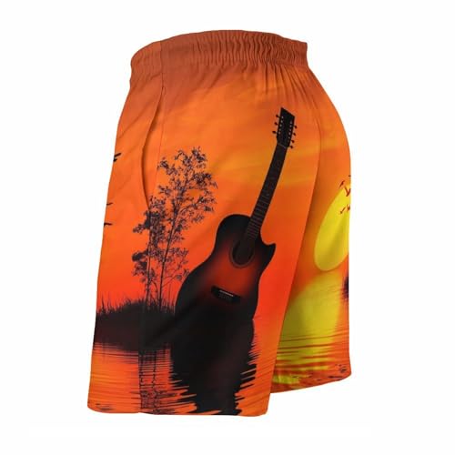 Abstract Guitar Men's Swim Trunks Quick Dry Board Shorts Hawaiian Beach Shorts With Pocket 2XL4