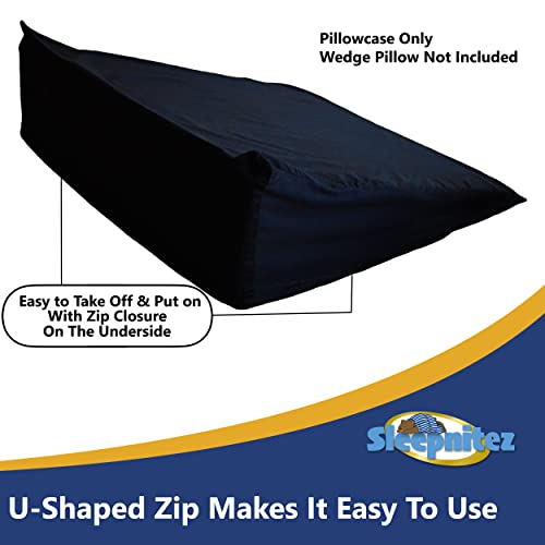 Sleepnitez Bed Wedge Pillow Cover, Loose Fitting 100% Egyptian Cotton Pillowcase for Our 8" Wedge Pillow. Dark Gray. Zip Closure for Easy Removal.