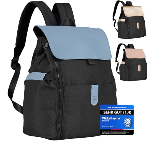 Mumore Wickeltasche Baby Wickelrucksack Blau [3 in 1 MULTIFUNKTIONAL] mit...