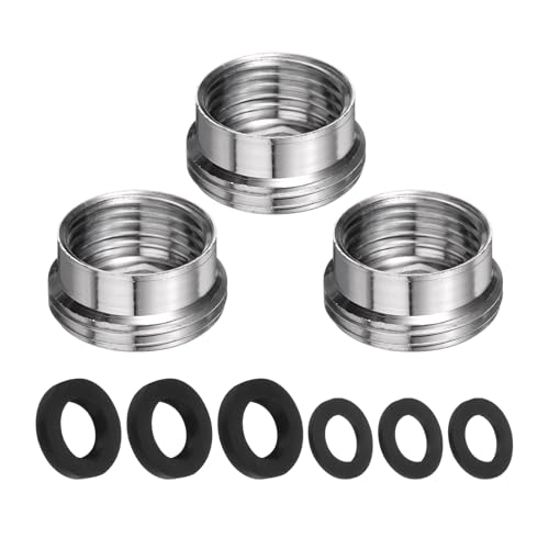 sourcing map Lot de 3 adaptateurs de robinet, mâle 2,5 cm vers femelle 1,9 cm, aérateur de robinet en acier inoxydable pour connecter un tuyau d'arrosage, un filtre à eau, un inverseur de tuyau