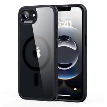 ESR Capa para iPhone 16e, compatível com MagSafe, proteção de grau militar à prova de choque, capa magnética para iPhone 16e, capa híbrida clássica (HaloLock), preta transparente
