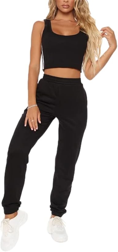 Amazon.com: Conjunto casual de 2 piezas para mujer, con bolsillos,  pantalones de chándal para descansar : Ropa, Zapatos y Joyería