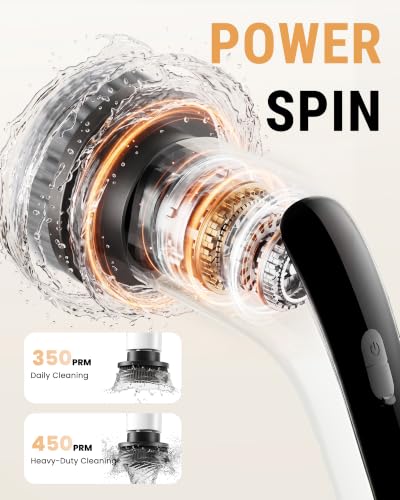 Image of Electric Spin Scrubber, 50 in-lbs High Torque Shower Scrubber & Retractable Long Handle, 10-in-1 Variable Speed Cordless Cleaning Brush for Bathroom, Bathtub, Toilet, Kitchen, Tile Floors & Car