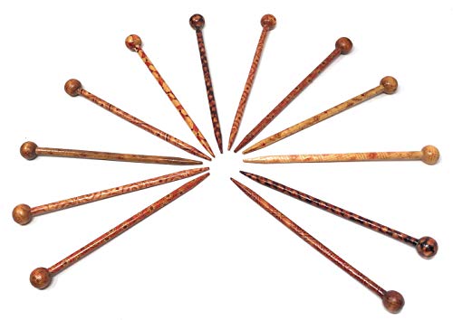 Rusoji 12 Pcs Wooden Retro Printed Hair Sticks, Hairpin Chopsticks