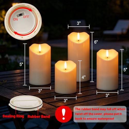 Image of Wondise 4Pack Solar Candles Outdoor Waterproof IP65 Rechargeable