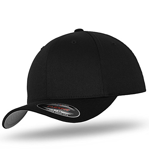 Flexfit Gorra de béisbol con visera curva, gorras Wooly Combed unisex, costuras sólidas, gorra de estilo hip hop, Tallas: S/M, L/XL, XXL, XS/S, Niños