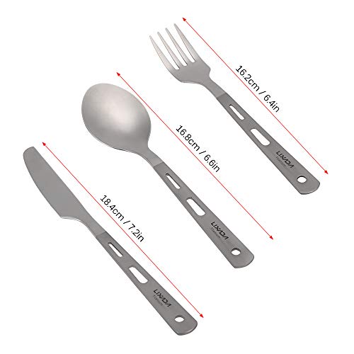 Colher, Romacci Conjunto de talheres de 3 peças Titânio para acampamento ao ar livre Piquenique Talh