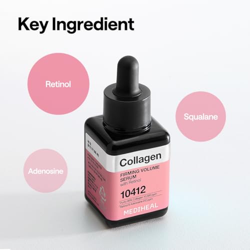 Image of MEDIHEAL Collagen Firming Volume Serum with Retinol, Face Serum for Korean Glass Skin Look with 98% Low Molecular Collagen & Retinol, Anti-Wrinkle, Pore Care, Skin Firming, Elasticity Boost, Long-Lasting Hydration Facial Serum (40ml)