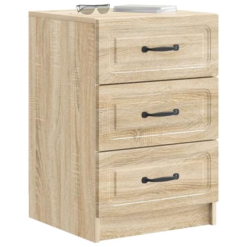 Table de chevet chêne Sonoma avec 3 tiroirs | Commode bois moderne et table d'appoint de nuit