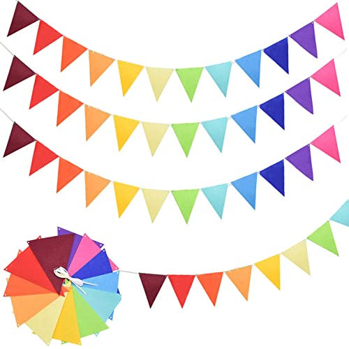 48 Pièces Fanion Chaîne Chambre D'enfant Fanions en Feutre De Couleur Arc-en-ciel Pour Chambre D'enfant,chaîne de Fanion Extérieure,anniversaire Guirlande,chaîne Fanion Colorée Cover