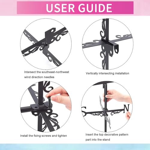 BEUNITONE Airplane Weathervane 26\' Height Black Metal Wind Sculpture Roof Garden Art Decor Farmhouse Durable Decorative Stake Waterproof Weathervane Garden Decor - Thumbnail 4
