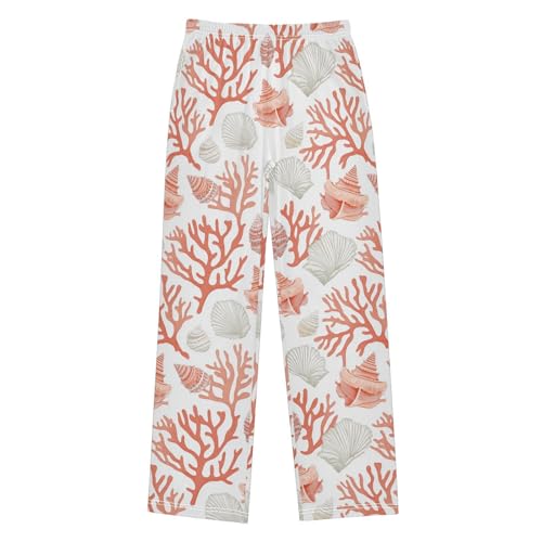 Boys' Pants Coral Seashell Orange Long Bottoms Jogger Pants Elastic Waist Trousers with Pockets S-XL