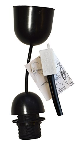 Tibelec - Suspension plastique, équipée E27, Noir (Lot de 2) – vue 2