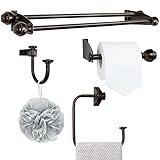 TONIAL Bathroom Hardware Set, Oil Rubbed Bronze Traditional Upgraded Towel Bar Rack Set 4 Piece -...