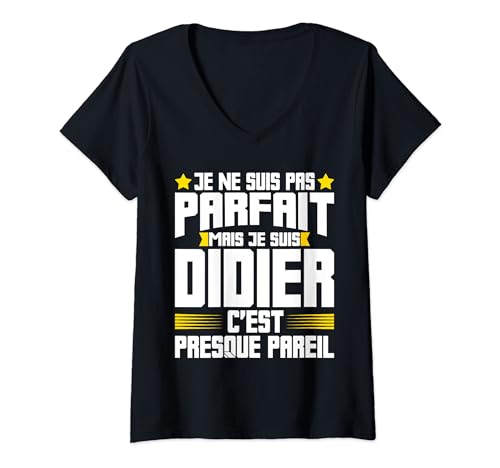 Didier Parfait | Citation Humour Drôle Papa Père Cadeau T-Shirt avec Col en V